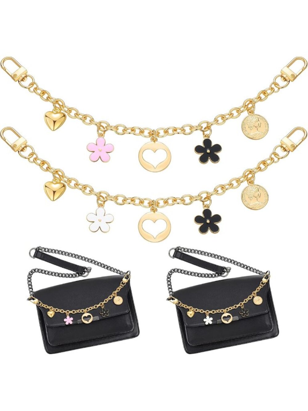 2 Pcs Handbag Charms & Purse Chain Extender - Stylish Shoulder Accessories Gift